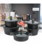 Granite cookware set with a distinctive design, black color - 10 pieces - 2SS1-A01-015