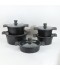 Granite cookware set with a distinctive design, black color - 10 pieces - 2SS1-A01-015