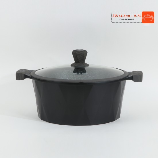 Granite cookware set with a distinctive design, black color - 10 pieces - 2SS1-A01-015