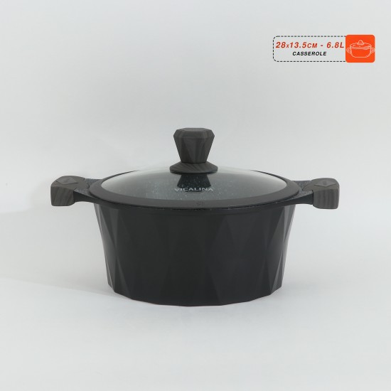 Granite cookware set with a distinctive design, black color - 10 pieces - 2SS1-A01-015