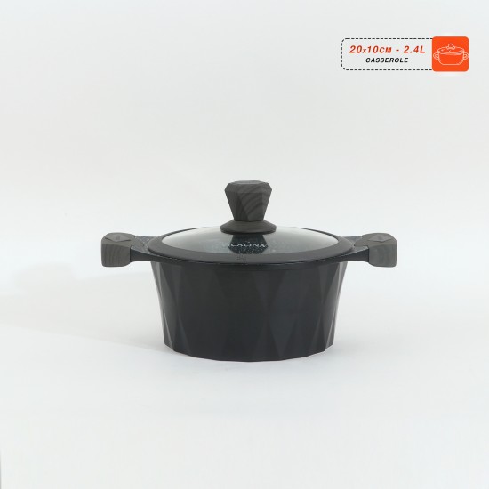 Granite cookware set with a distinctive design, black color - 10 pieces - 2SS1-A01-015