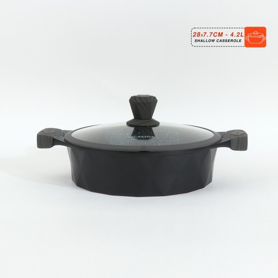 Granite cookware set with a distinctive design, black color - 10 pieces - 2SS1-A01-015