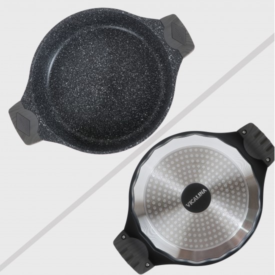 Granite cookware set with a distinctive design, black color - 10 pieces - 2SS1-A01-015