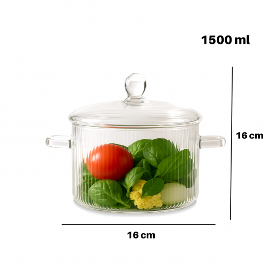 قدر زجاجي حراري مخطط بغطاء زجاجي - 1.5 لتر - 2SS1-A05-005 قدر زجاجي حراري مخطط بغطاء زجاجي - 1.5 لتر - 2SS1-A05-005