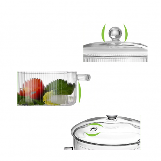 قدر زجاجي حراري مخطط بغطاء زجاجي - 1.5 لتر - 2SS1-A05-005 قدر زجاجي حراري مخطط بغطاء زجاجي - 1.5 لتر - 2SS1-A05-005