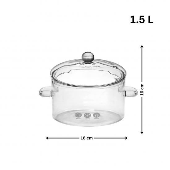 Heat-resistant glass pot with glass lid - 1.5 liters - 2SS1-A05-007