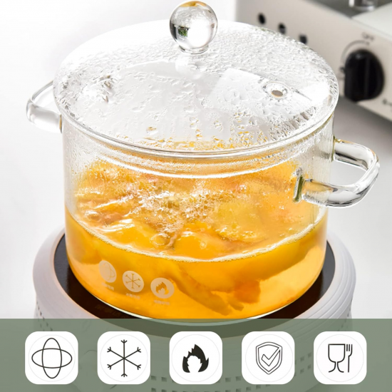 Heat-resistant glass pot with glass lid - 1.5 liters - 2SS1-A05-007