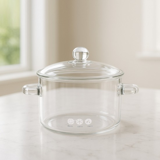 Heat-resistant glass pot with glass lid - 1.5 liters - 2SS1-A05-007
