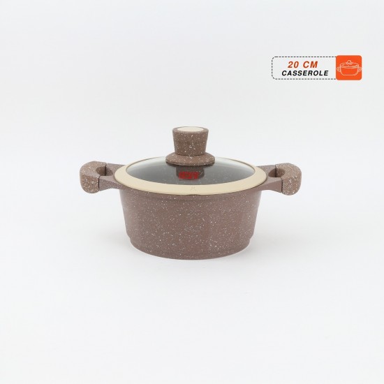 Granite pot with glass lid 20 cm - 2SS1-A11-004
