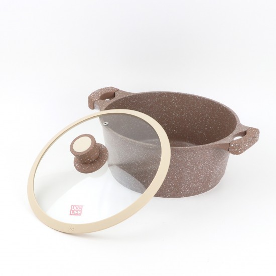 Granite pot with glass lid 24 cm - 2SS1-A11-005