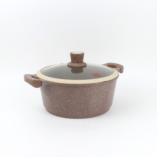 Granite pot with glass lid 24 cm - 2SS1-A11-005