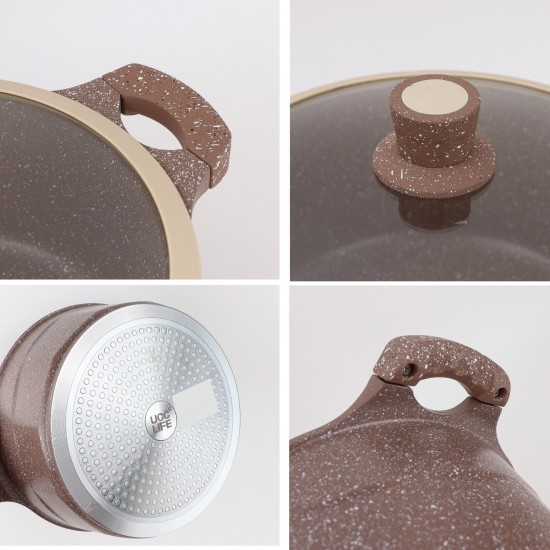 Granite pot with glass lid 24 cm - 2SS1-A11-005