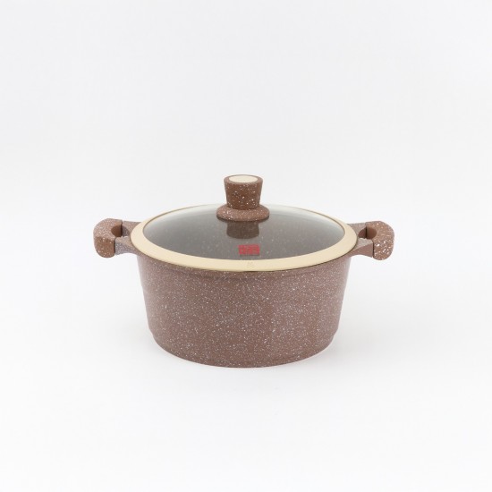 Granite pot with glass lid 24 cm - 2SS1-A11-005