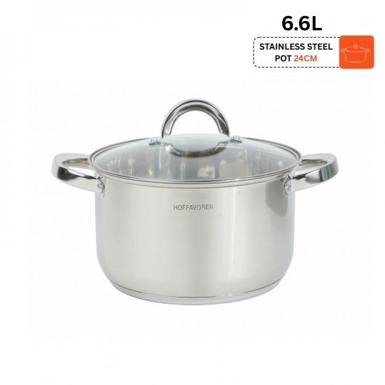 قدر ستانلس ستيل بغطاء زجاجي 24 سم - 6.6 لتر - 2SS1-A33-007