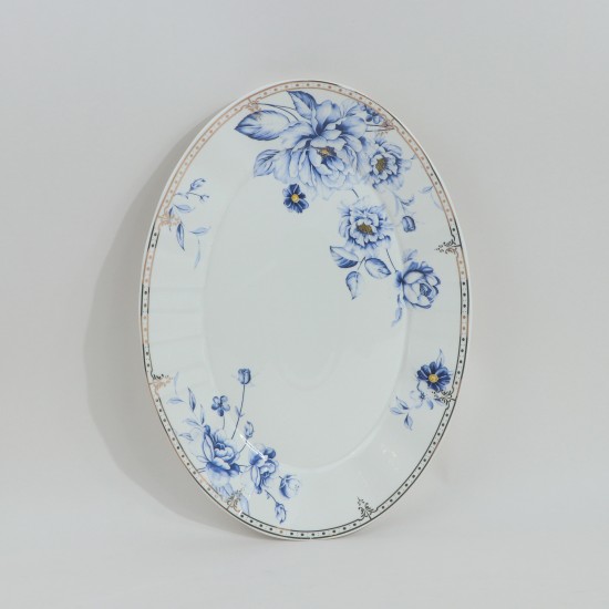 Oval plate decorated with roses and gold accents - 2SS1-E11-018