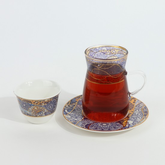 طقم شاي وقهوة - 36 قطعة - فخم بزخارف ملونه و تصميم فاخر بخطوط ذهبية - 2SS1-T01-072 طقم شاي وقهوة - 36 قطعة - فخم بزخارف ملونه و تصميم فاخر بخطوط ذهبية - 2SS1-T01-072