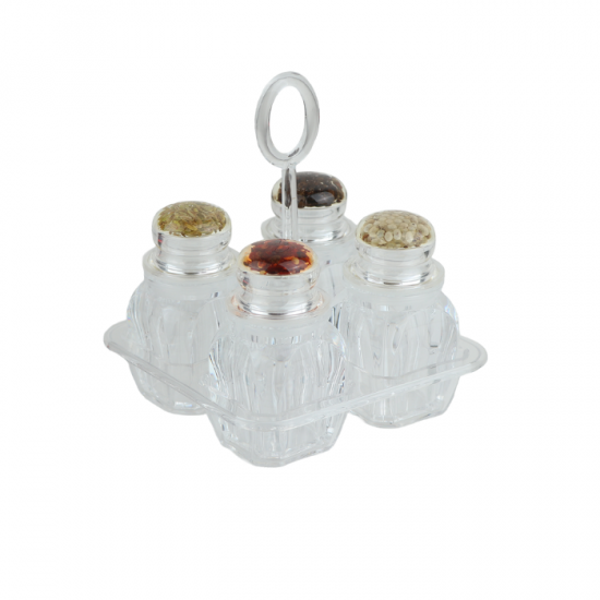 طقم علب بهارات 4 قطع مع استاند اكريلك - 2SS28-1052 طقم علب بهارات 4 قطع مع استاند اكريلك - 2SS28-1052