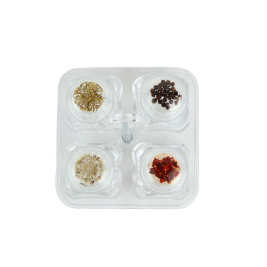 طقم علب بهارات 4 قطع مع استاند اكريلك - 2SS28-1052 طقم علب بهارات 4 قطع مع استاند اكريلك - 2SS28-1052