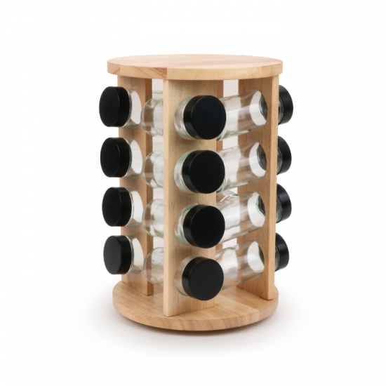 16-piece spice box set with a rotating wooden stand 16-piece spice box set with a rotating wooden stand