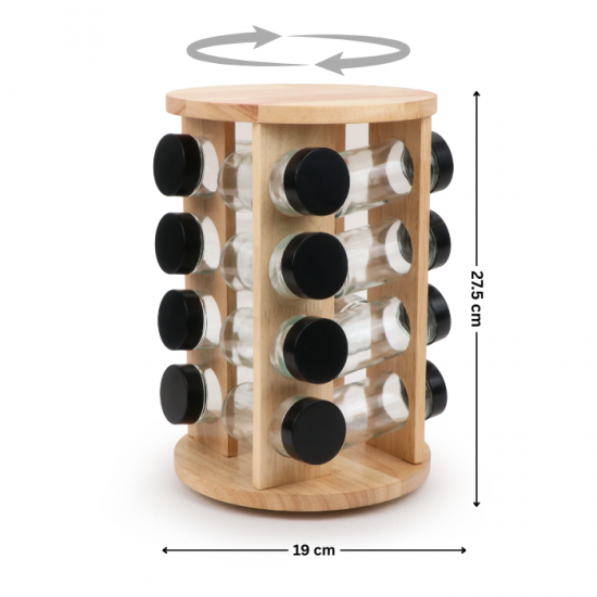 16-piece spice box set with a rotating wooden stand 16-piece spice box set with a rotating wooden stand