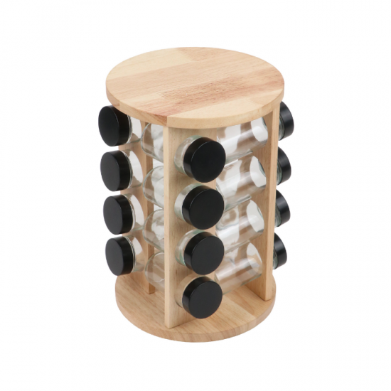 16-piece spice box set with a rotating wooden stand 16-piece spice box set with a rotating wooden stand