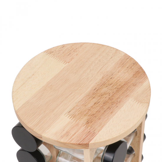 16-piece spice box set with a rotating wooden stand 16-piece spice box set with a rotating wooden stand