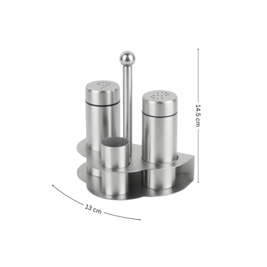 طقم علب بهارات 3 قطعة مع استاند استيل فضي - 2SS28-2246 طقم علب بهارات 3 قطعة مع استاند استيل فضي - 2SS28-2246