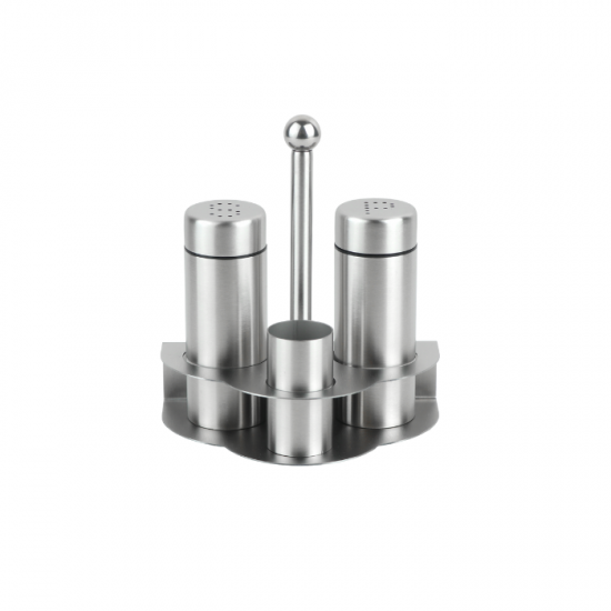 طقم علب بهارات 3 قطعة مع استاند استيل فضي - 2SS28-2246 طقم علب بهارات 3 قطعة مع استاند استيل فضي - 2SS28-2246