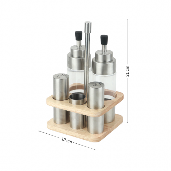 طقم علب بهارات 5 قطع استاند خشب - 2SS28-2247 طقم علب بهارات 5 قطع استاند خشب - 2SS28-2247