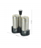 طقم علب بهارات زجاج فضي بإطار ذهبي 2 قطعة مع استاند بلاستيك أسود - 2SS29-212 طقم علب بهارات زجاج فضي بإطار ذهبي 2 قطعة مع استاند بلاستيك أسود - 2SS29-212