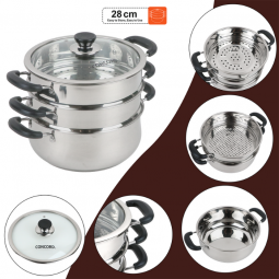 Steel steamer with strainer - 28 cm