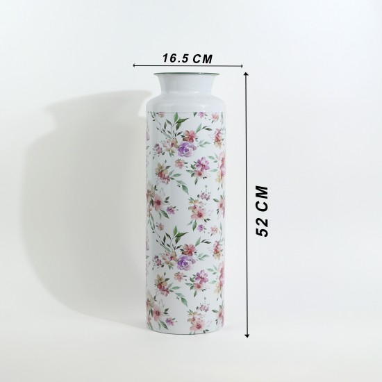 Decorative metal vase with a floral design - 2SS3-A04-001
