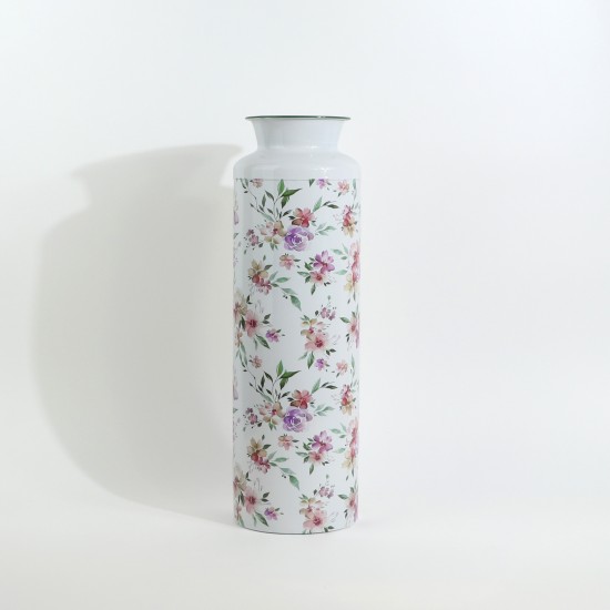Decorative metal vase with a floral design - 2SS3-A04-001