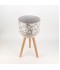 Decorative metal plant stand with a floral pattern and wooden legs - 2SS3-M04-001 Decorative metal plant stand with a floral pattern and wooden legs - 2SS3-M04-001