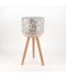 Decorative metal plant stand with a floral pattern and wooden legs - 2SS3-M04-001 Decorative metal plant stand with a floral pattern and wooden legs - 2SS3-M04-001