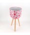 Decorative metal plant stand with a floral pattern and wooden legs - 2SS3-M04-005 Decorative metal plant stand with a floral pattern and wooden legs - 2SS3-M04-005