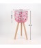 Decorative metal plant stand with a floral pattern and wooden legs - 2SS3-M04-005 Decorative metal plant stand with a floral pattern and wooden legs - 2SS3-M04-005