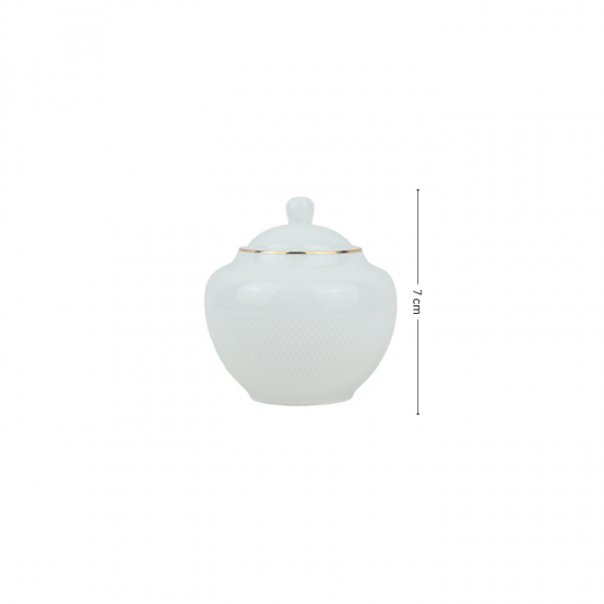 Classic Design Porcelain Sugar Box with Gold Touch, White - 2SS4-549