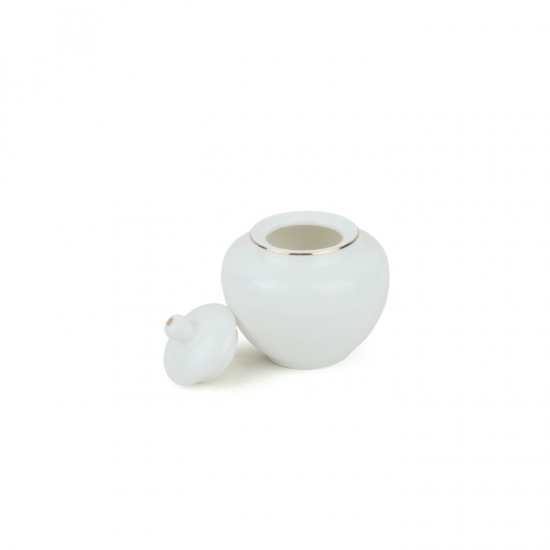 Classic Design Porcelain Sugar Box with Gold Touch, White - 2SS4-549