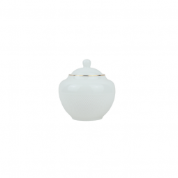 Classic Design Porcelain Sugar Box with Gold Touch, White - 2SS4-549