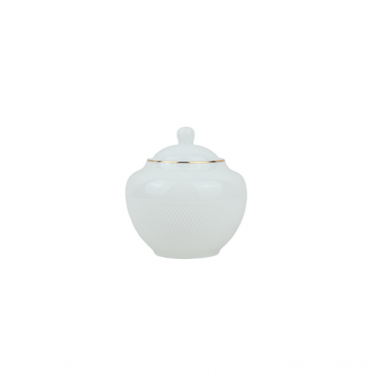 Classic Design Porcelain Sugar Box with Gold Touch, White - 2SS4-549