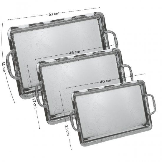 Elegant 3-piece silver stainless steel tabasi set - 2SS7-1063 Elegant 3-piece silver stainless steel tabasi set - 2SS7-1063