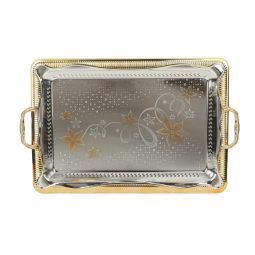 Elegant silver and gold steel serving tray - 2SS7-1364