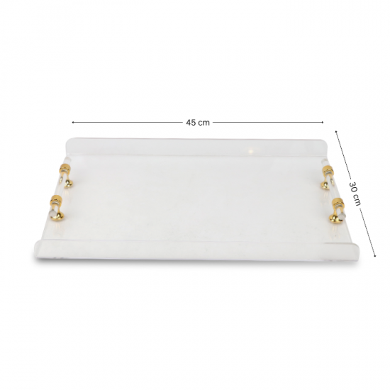Elegant acrylic serving tray - transparent with a golden handle - 45 x 30 cm Elegant acrylic serving tray - transparent with a golden handle - 45 x 30 cm