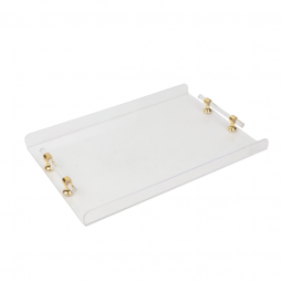 Elegant acrylic serving tray - transparent with a golden handle - 45 x 30 cm