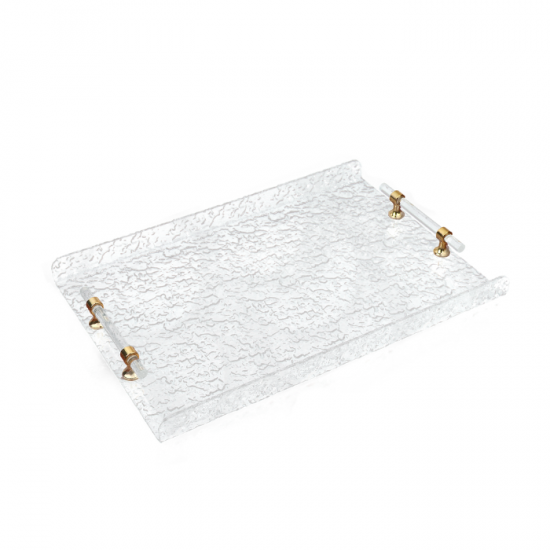Elegant acrylic serving tray - snowflake with gold handle Elegant acrylic serving tray - snowflake with gold handle