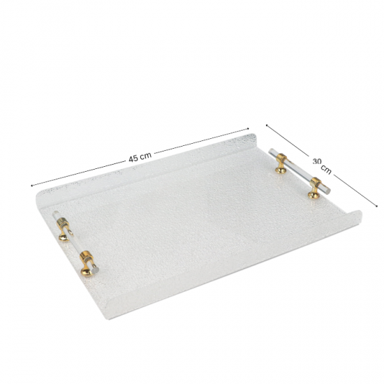 Elegant Acrylic Serving Tray - Snow White with Gold Handle - 20 x 45 cm Elegant Acrylic Serving Tray - Snow White with Gold Handle - 20 x 45 cm