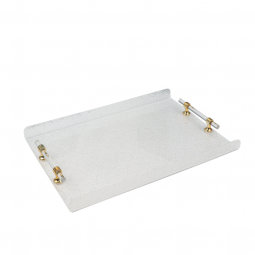 Elegant Acrylic Serving Tray - Snow White with Gold Handle - 20 x 45 cm