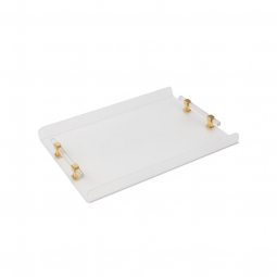 Elegant Acrylic Serving Tray - Clear with Gold Handle - 28 x 40 cm