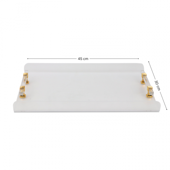 Elegant acrylic serving tray - transparent with a golden handle - 45 x 30 cm Elegant acrylic serving tray - transparent with a golden handle - 45 x 30 cm
